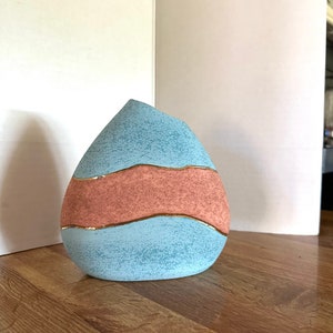 Vintage Asymmetrical Vase: Hand-Painted Southwestern Pottery