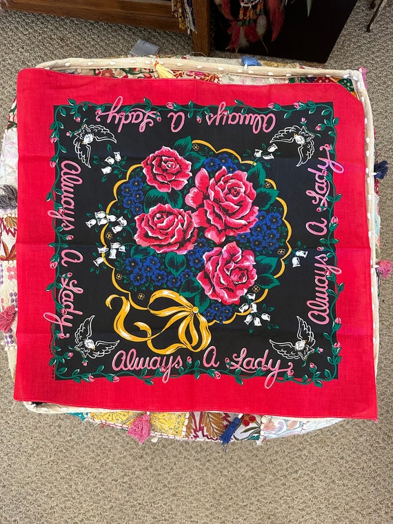 TRuLY AWeSOME Vintage BANDANA ALWAYS A LADY RoSES 