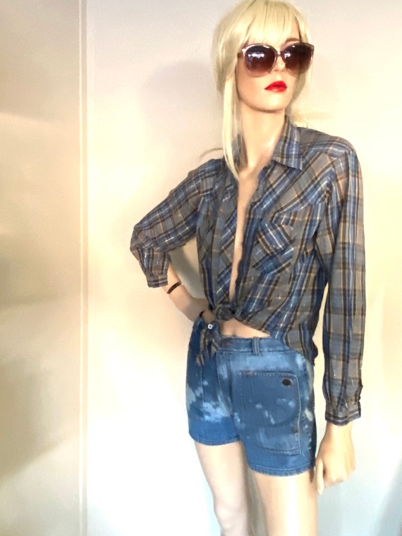 Vintage HIGH WAIST Denim SHORT Shorts 1970s