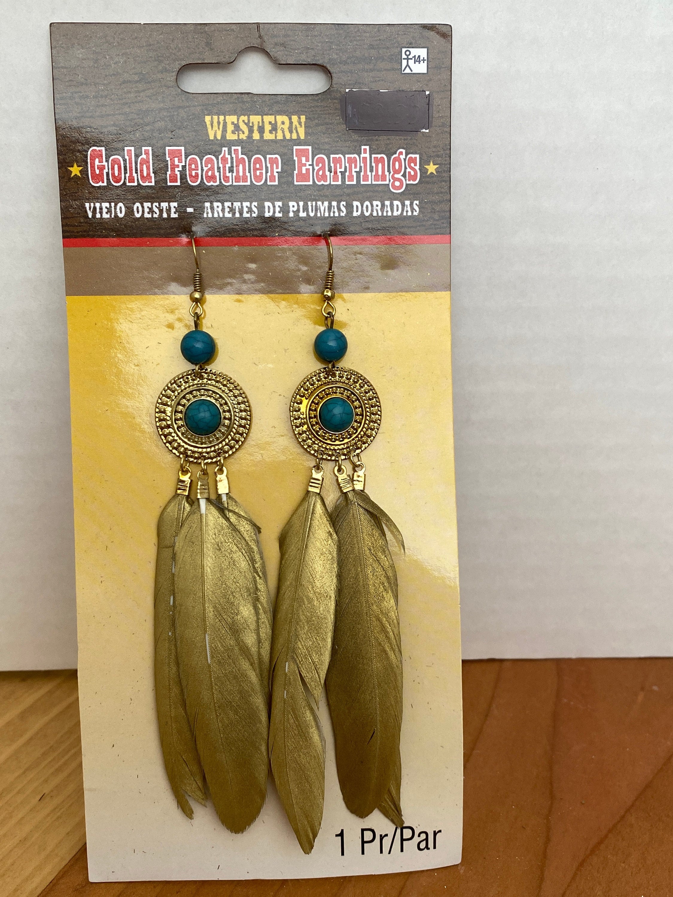 Awesome 80s GOLD Novelty FEATHER EARRINGS Vintage Western Etsy