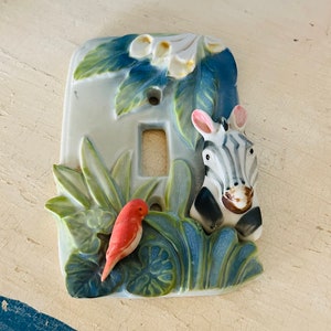 Vintage ZEBRA SWITCH PLATE Cover EXOtIC BiRD Outlet Cover image 2