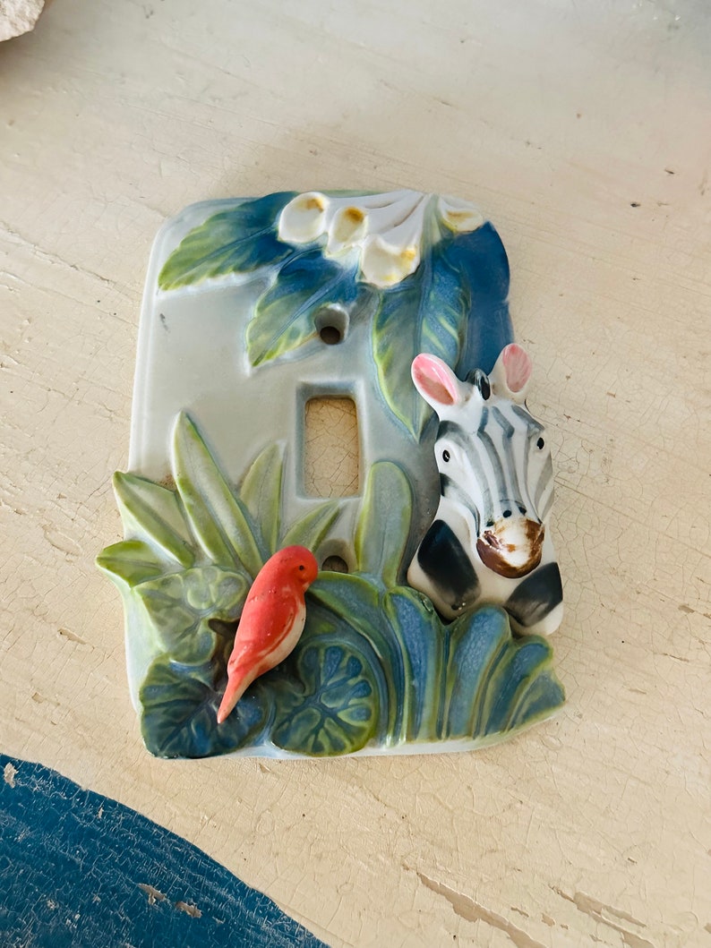 Vintage ZEBRA SWITCH PLATE Cover EXOtIC BiRD Outlet Cover image 2