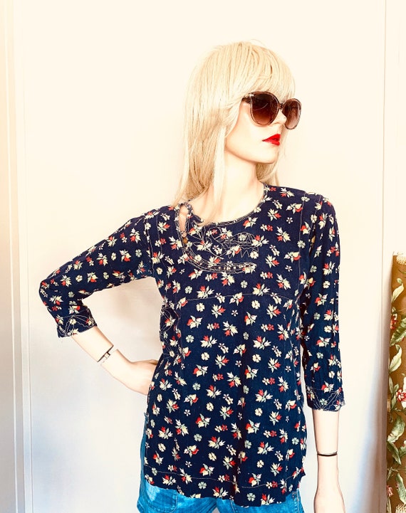 GORGEOUS 1930s FEEDSACK BLOUSE Unique Hand Made Em