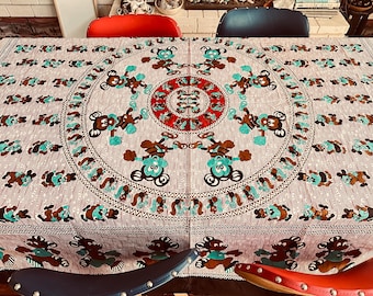 Vintage INDIA COTTON Mickey Bedspread Bed Sheet TABLECLOTH Hippie Boho Curtain 60 x 90