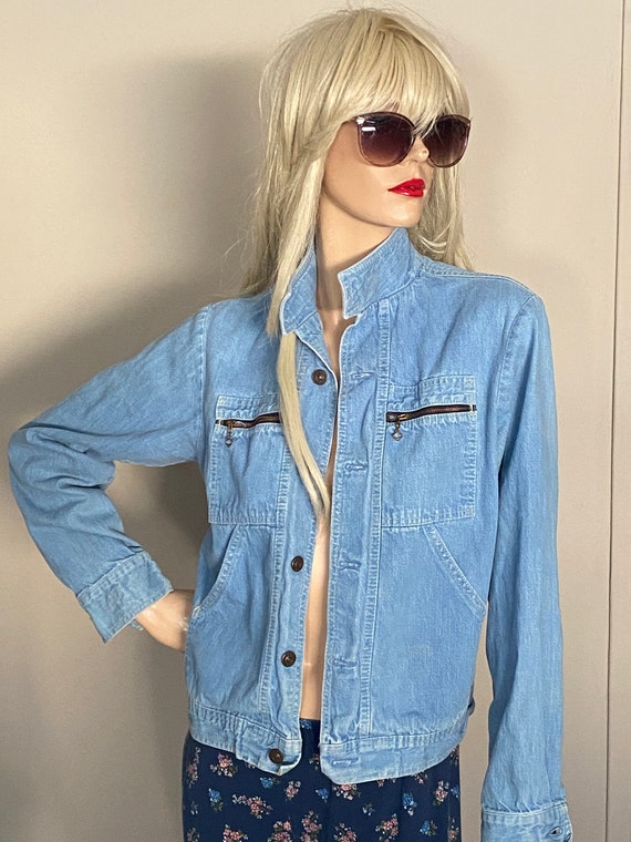 Vintage 70s FARAH DENIM JACKET Stylish Light Blue