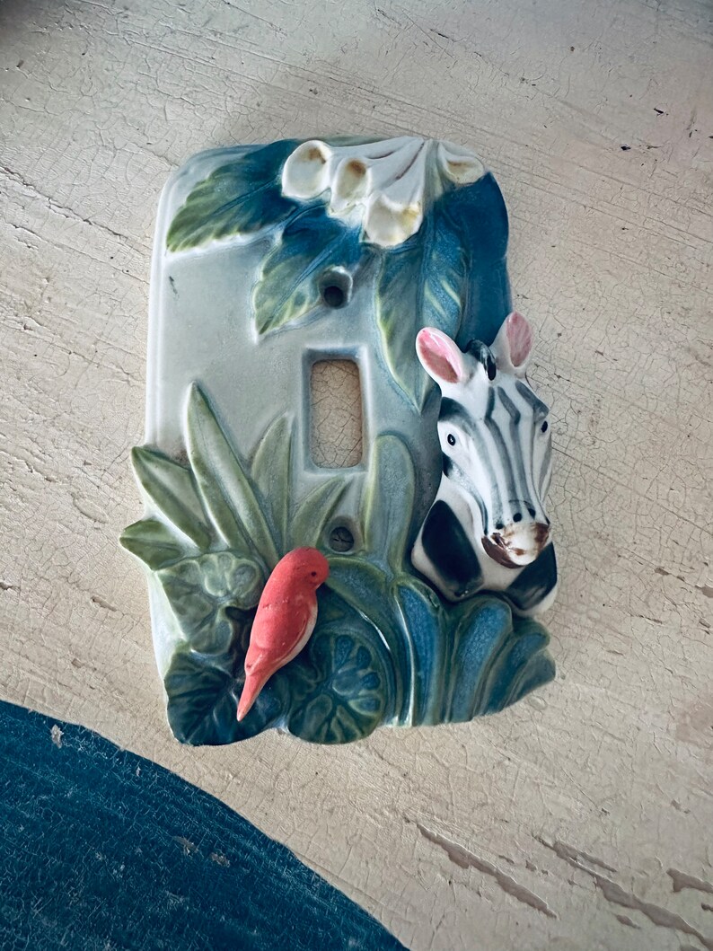 Vintage ZEBRA SWITCH PLATE Cover EXOtIC BiRD Outlet Cover image 8