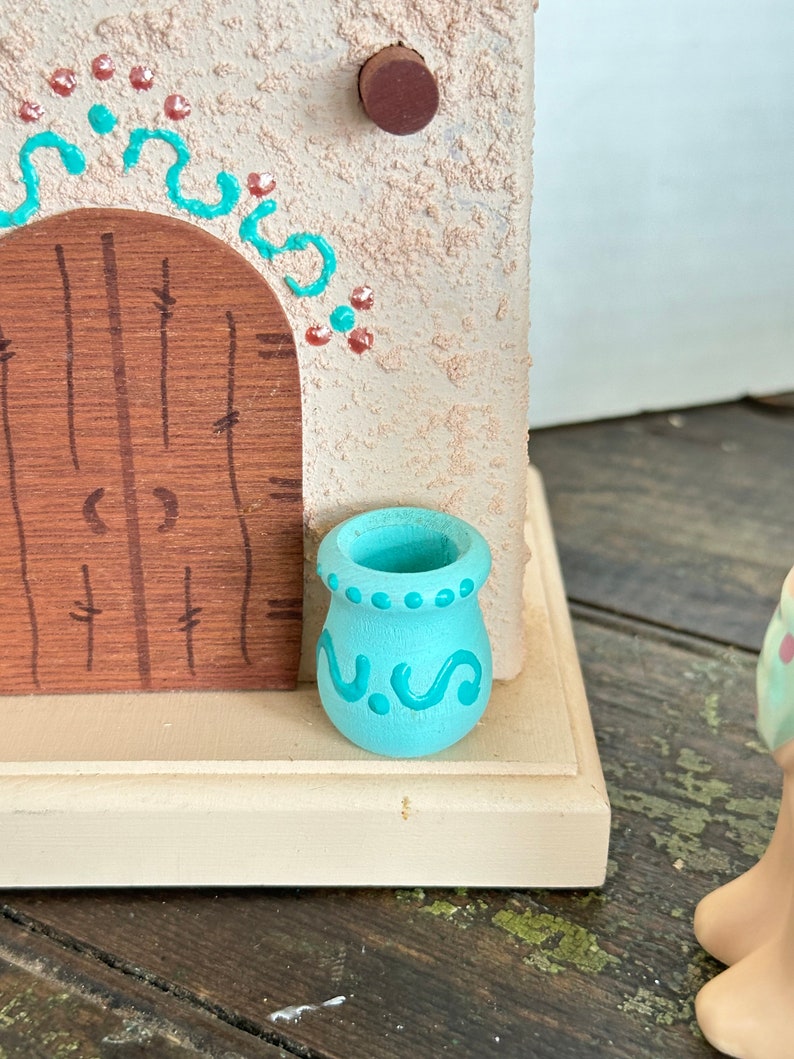 Wooden Southwest AdOBE PUEBLO HoUSE NaPKIN HOLDER VINTAGE Hand Made image 4