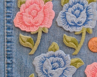 LoVELY Set of 3 Vintage ROSE PATCHES 1980's Appliqué Roses PaTCH