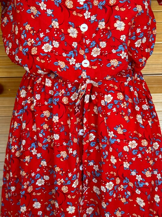 90s Vintage RAYON FLORAL DRESS India One Size - image 6