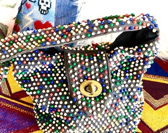 SweeT! 1940s PURSE Vintage BEADed Polka DOT HANDBAG