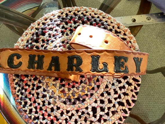 Vintage TOOLED LEATHER BELT 36” Charley - image 2