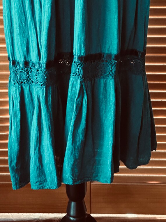 Vintage MEXICAN Puebla DRESS CoTTON 90s w Lace - image 7