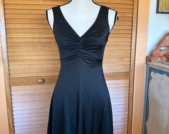 CLaSSIC Danskin 70’s LOVELY Vintage COCKTAIL DRESS Black Nylon SmaLL LiTTLE BLaCK DrESS