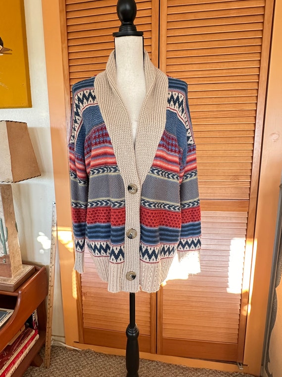 CLASSiC Vintage SWEATER BoHO Aztec Pattern 70’s S… - image 2