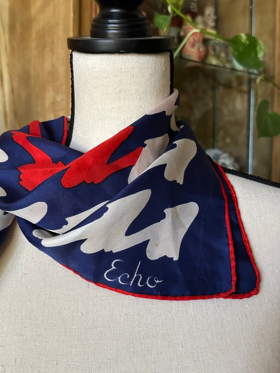 LoVELY ViNTAGE SiLK SCARF ECHO AbSTRACT PATTErN 1… - image 1