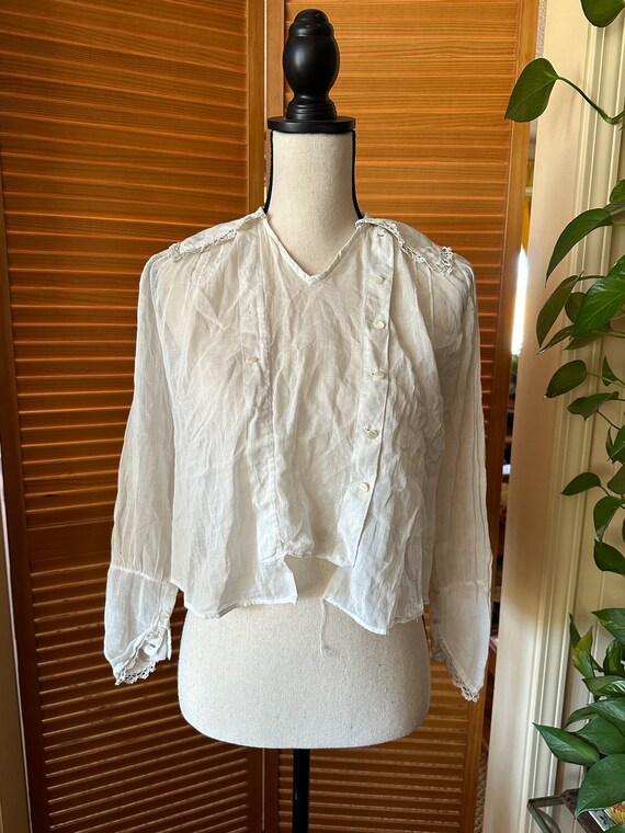 Lovely 1900s VINTAGE BLOUSE COTTON Sheer Victoria… - image 1