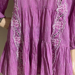 Embroidered Peasant Mini Dress: Retro Violet Cotton Blend, Free People imagen 8