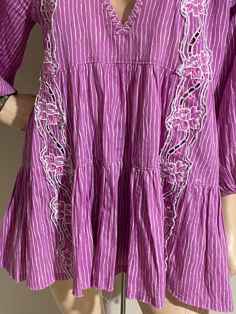 Embroidered Peasant Mini Dress: Retro Violet Cotton Blend, Free People imagen 8