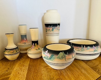 6 Pieces New WEST VASES Pottery Gorgeous SET SOUtHWESTERN Phoenix ARiZONA Ceramics Vase Collection