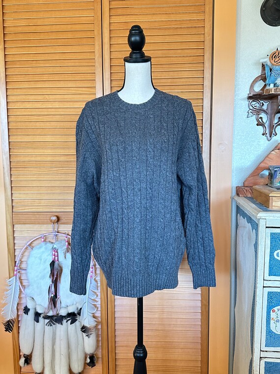 Wool SWEATER Vintage FISHERMAN KNIT Cable L. L Be… - image 5