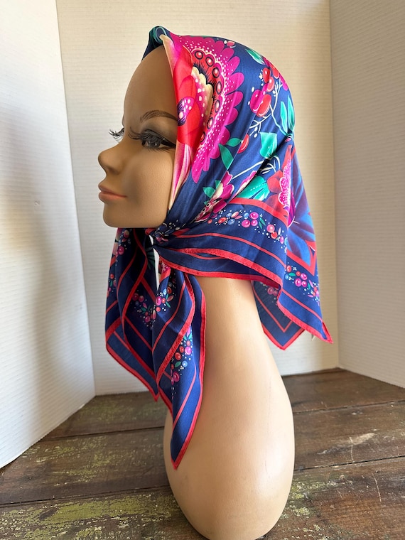 Vintage Vera Neumann Silk Scarf: Floral Botanical Design, Made in Japan