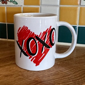 ViNTAGE XoXo HEART COFFEE Mug CUPS 1980s Love Tea Cup Sweetheart Gift 1980s Bridal Engagement Boyfriend Girlfriend