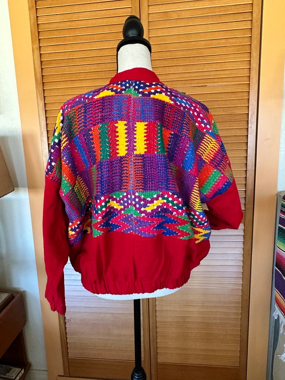 Colorful VINTAGE 80’s WoVEN Embroidered JACKET Zi… - image 5