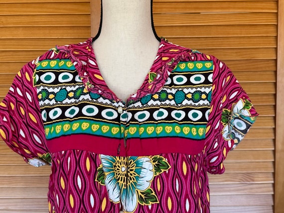 70’s Vintage RAYON FLORAL DRESS w Pearl Buttons - image 8