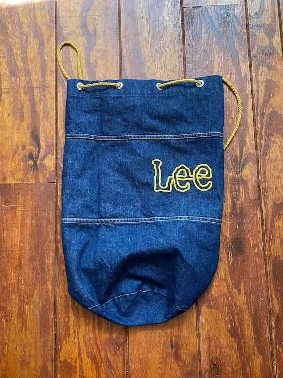 Vintage 70’s EMBROIDERED LEE Denim DUFFLE Bag DuF… - image 1