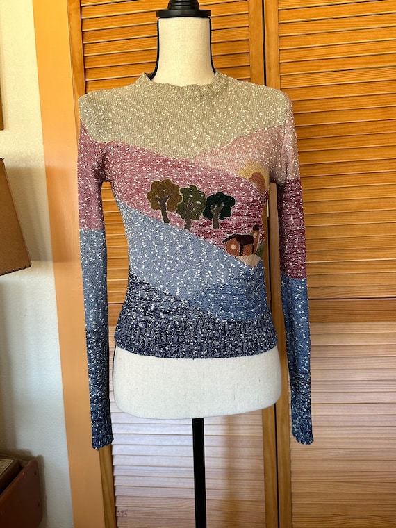 Awesome ViNTAGE 1970’s MARIEA KIM SWEATER Country 