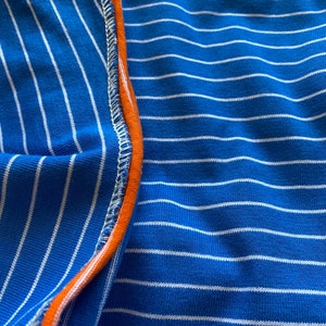 ViNTAGE 1.5 Yds KNIT FABRIC Vintage STRIPED Woven Tube Knit Shirt Blue Stripes 1980’s Material