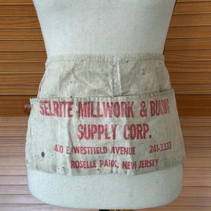 ViNTAGE SELRITE Millwork Building Supply Co HARDWARE Store NAiL APRON Utility Advertising Cotton 1950’s Work Wear Prop Canvas New Jersey