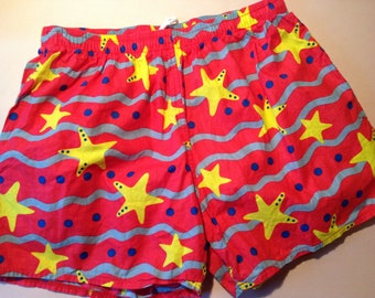 Vintage BATHING Swim TRUNKS SHORTS 1960's Starfish Abstract Pattern