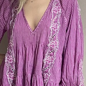 Embroidered Peasant Mini Dress: Retro Violet Cotton Blend, Free People imagen 5