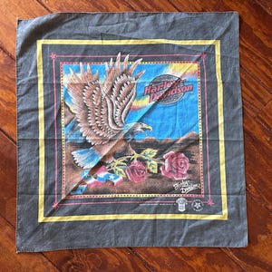 ViNTAGE HaRLEY Davidson BANDANA Baltimore Bald EAGLE & Roses ThE COOLEST Official H D Biker Motorcycle Scarf Worn Thin Made in The U S A