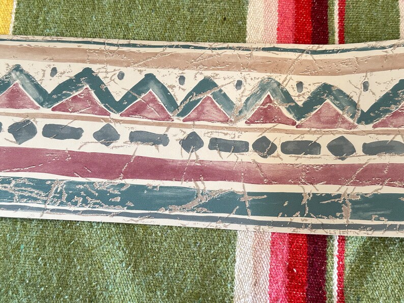 Buy Vintage 80s SOUTHWESTERN WALLPAPER BORDER Abstract Design Wall Trim
