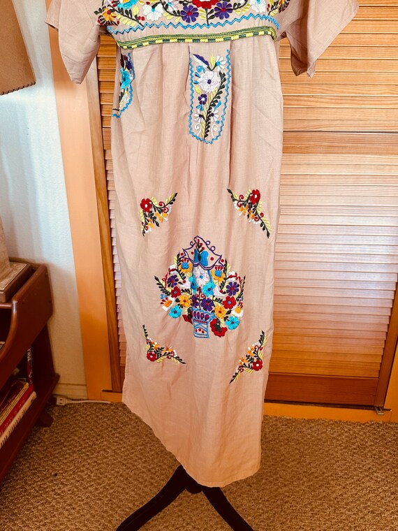 SweeT MEXICAN Puebla DRESS 90s Embroidered Small … - image 2