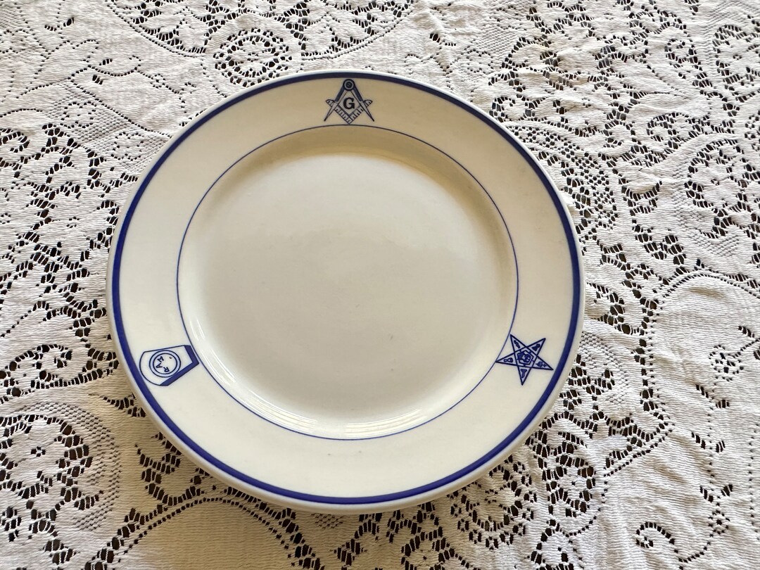 Mariners Tableware Rare Vintage PLATE MASONIC R A M Eastern STAR & G God Symbols Wallace ...