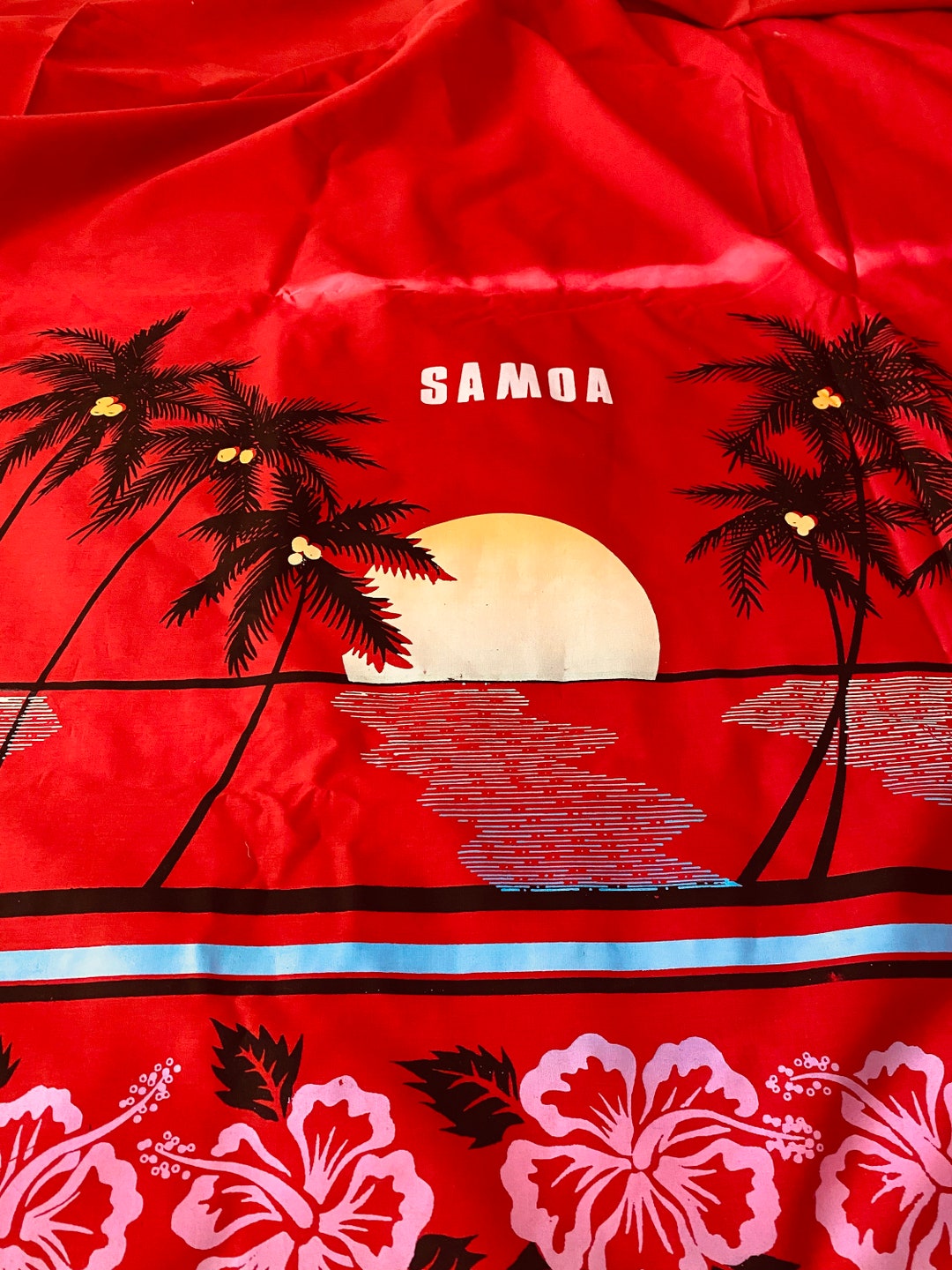 5 Yds Polynesian FABRIC Tropical Vintage 1980s PALM Trees SAMOA