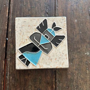 Vintage 1970s THUNDERBIRD Hot Plate TRIVET Ceramic Native American