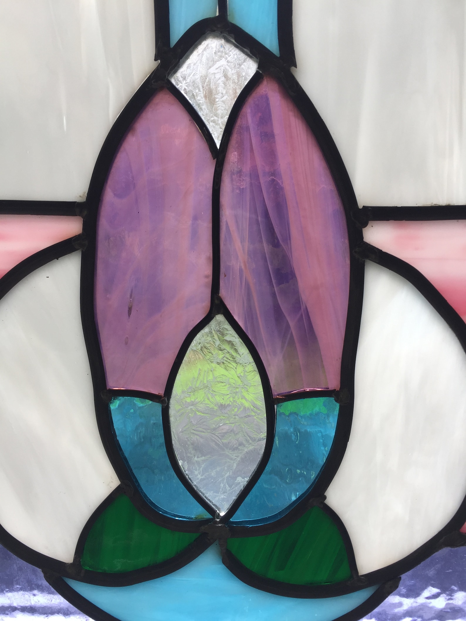 Vintage STAINED GLASS ART 70's Wall Hanging Flower Etsy