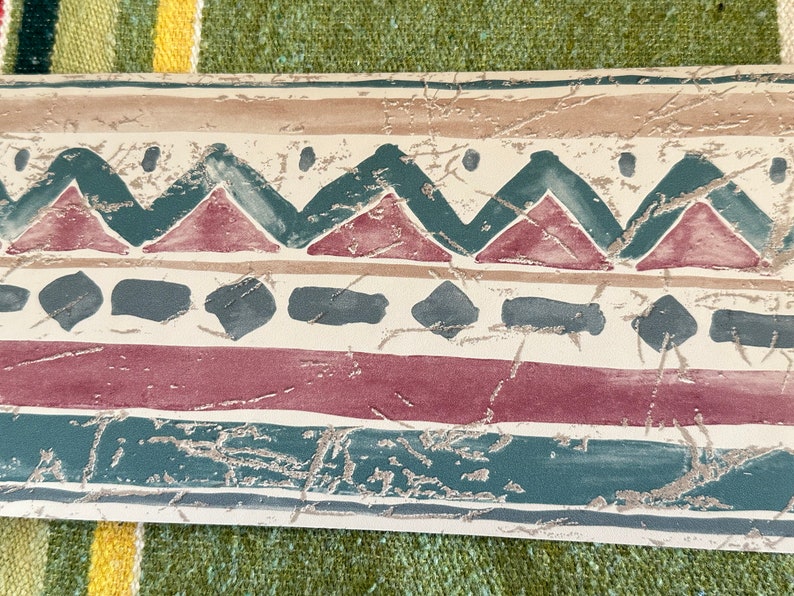 Buy Vintage 80s SOUTHWESTERN WALLPAPER BORDER Abstract Design Wall Trim
