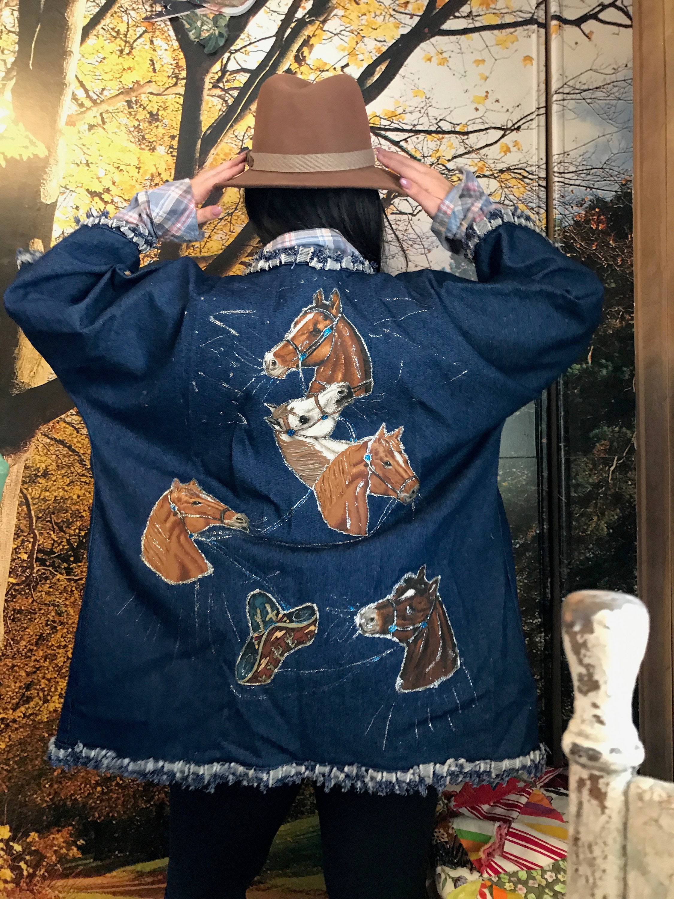 Native American Jacket, Vintage 80s Black Suede Leather Boho
