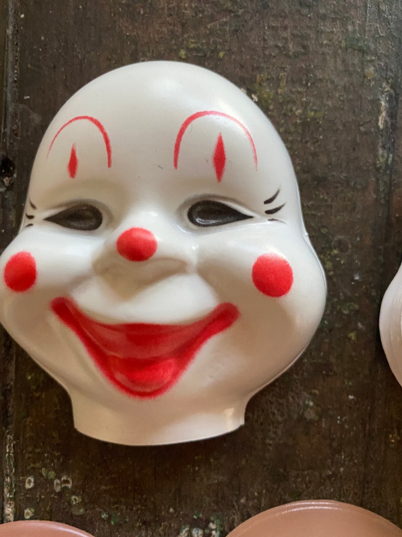 12 Vintage PLASTIC FACE CLOWN Doll Heads Crafts Circus 1950s Etsy