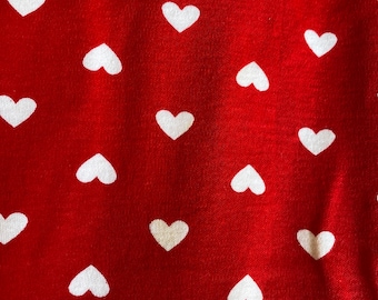 2 Yds VINTAGE 80’s Red HEART T SHIRT Fabric Cotton  Knit MaTERIAL SeWING SwEATSHiRT
