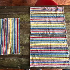 8 Pcs Colorful Vintage PLACEMATS STRIPED Cotton Colorful Standard Size Kitchen DINING Table WoVEN Fabric 16.5 x 13