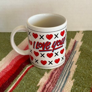 1984 ViNTAGE I LoVE You MUG MATES X O X O Hearts Coffee CuP Tea Cup Mugs Love Sweetheart Valentines Gift Eighties Awesome Mug Hallmark
