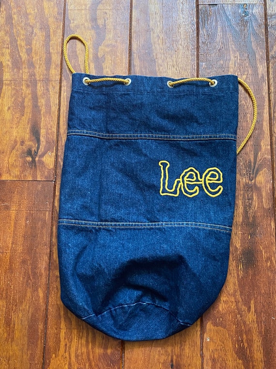 Vintage 70’s EMBROIDERED LEE Denim DUFFLE Bag DuF… - image 5