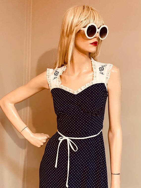 1960s POLKA Dot VINTAGE Mini DRESS XSmall