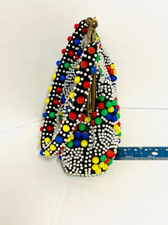 1950’s PURSE Vintage BEADed Polka DOT HANDBAG - image 6